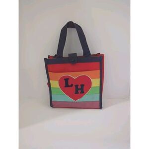 1980s Multicolor Rainbow Thick Canvas Mini Tote Bag "LH" Monogram M